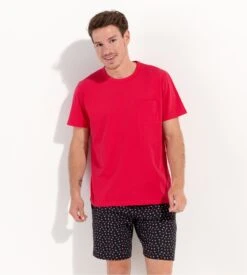 Pyjama Court Homme HOM Charli Noir et Rouge – Ensemble 100% Coton Jersey avec Short Imprimé -Lingerie Sipp pyjama court charli pyj noir et rouge 4