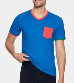 Eden Park Pyjama Court Victoria Tricolore – Ensemble de Nuit Col V 100% Coton -Lingerie Sipp pyjama court col v pour homme bl029 victoria 2