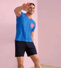 Eden Park Pyjama Court Victoria Tricolore – Ensemble de Nuit Col V 100% Coton -Lingerie Sipp pyjama court col v pour homme bl029 victoria 4