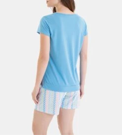 Massana Pyjama Court Femme Bleu Ciel - Ensemble Coton Viscose à Imprimé Fleuri et Short Graphique -Lingerie Sipp pyjama court femme bleu ciel 4