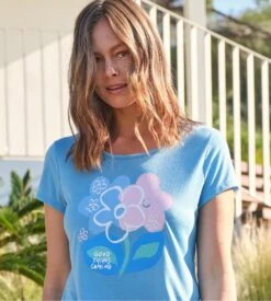 Massana Pyjama Court Femme Bleu Ciel - Ensemble Coton Viscose à Imprimé Fleuri et Short Graphique -Lingerie Sipp pyjama court femme bleu ciel 5