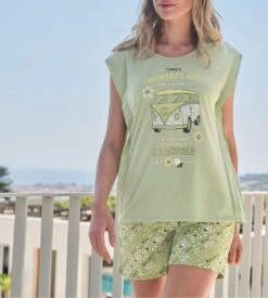 Pyjama Court Femme Massana Vert Pistache