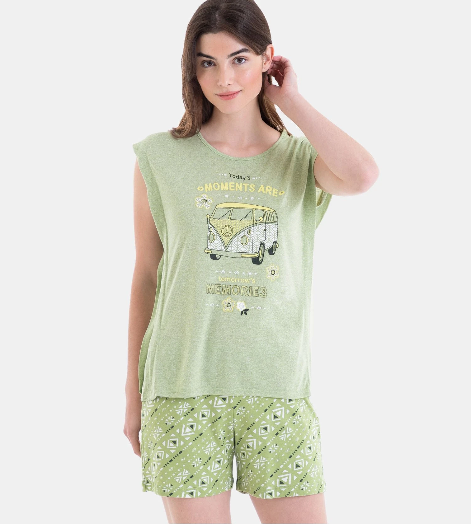 Pyjama Court Femme Massana Vert Pistache 7 Pyjama Court Femme Massana Vert Pistache – Image 5