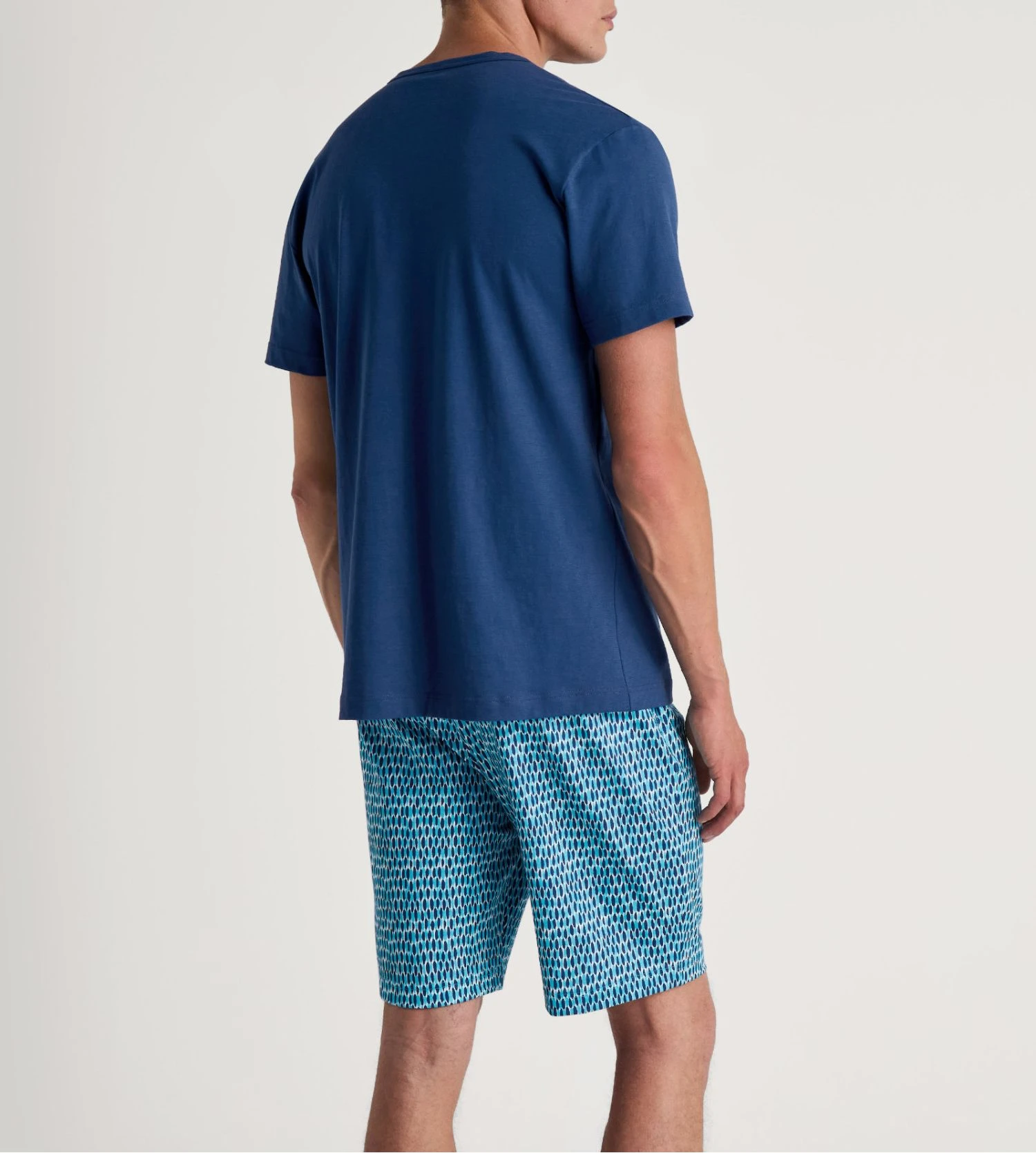 Calida Pottery Blue Relax Imprint 1 – Men's Short Cotton Pajamas with Printed Shorts 6 Calida Pottery Blue Relax Imprint 1 – Men's Short Cotton Pajamas with Printed Shorts – Image 4