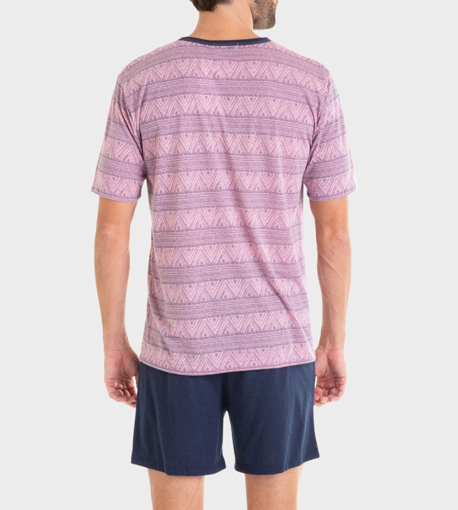 Pyjama Court Homme Col Tunisien Rose 6 Pyjama Court Homme Col Tunisien Rose – Image 4