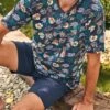 Pyjama Court Homme Imprimé Tropical Bleu -Lingerie Sipp pyjama court homme imprime tropical t04 bleu