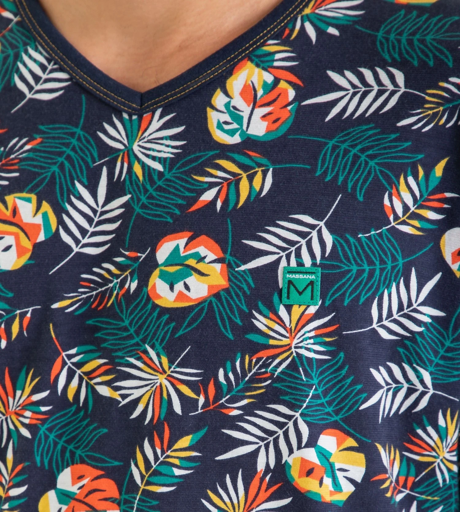 Pyjama Court Homme Imprimé Tropical Bleu 6 Pyjama Court Homme Imprimé Tropical Bleu – Image 4