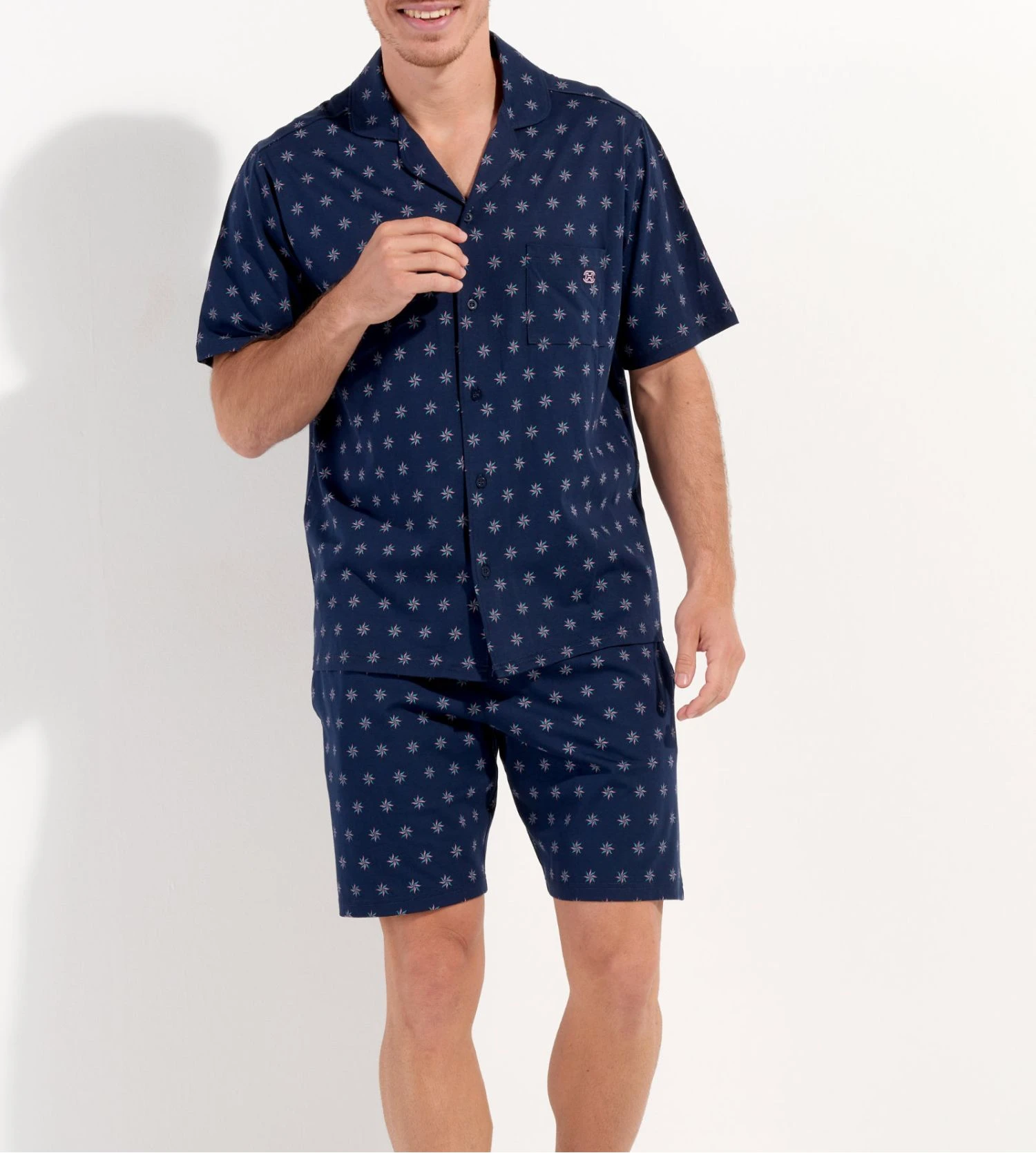 Hom Pyjama Court Indio Imprimé Bleu Marine 6 Hom Pyjama Court Indio Imprimé Bleu Marine – Image 4