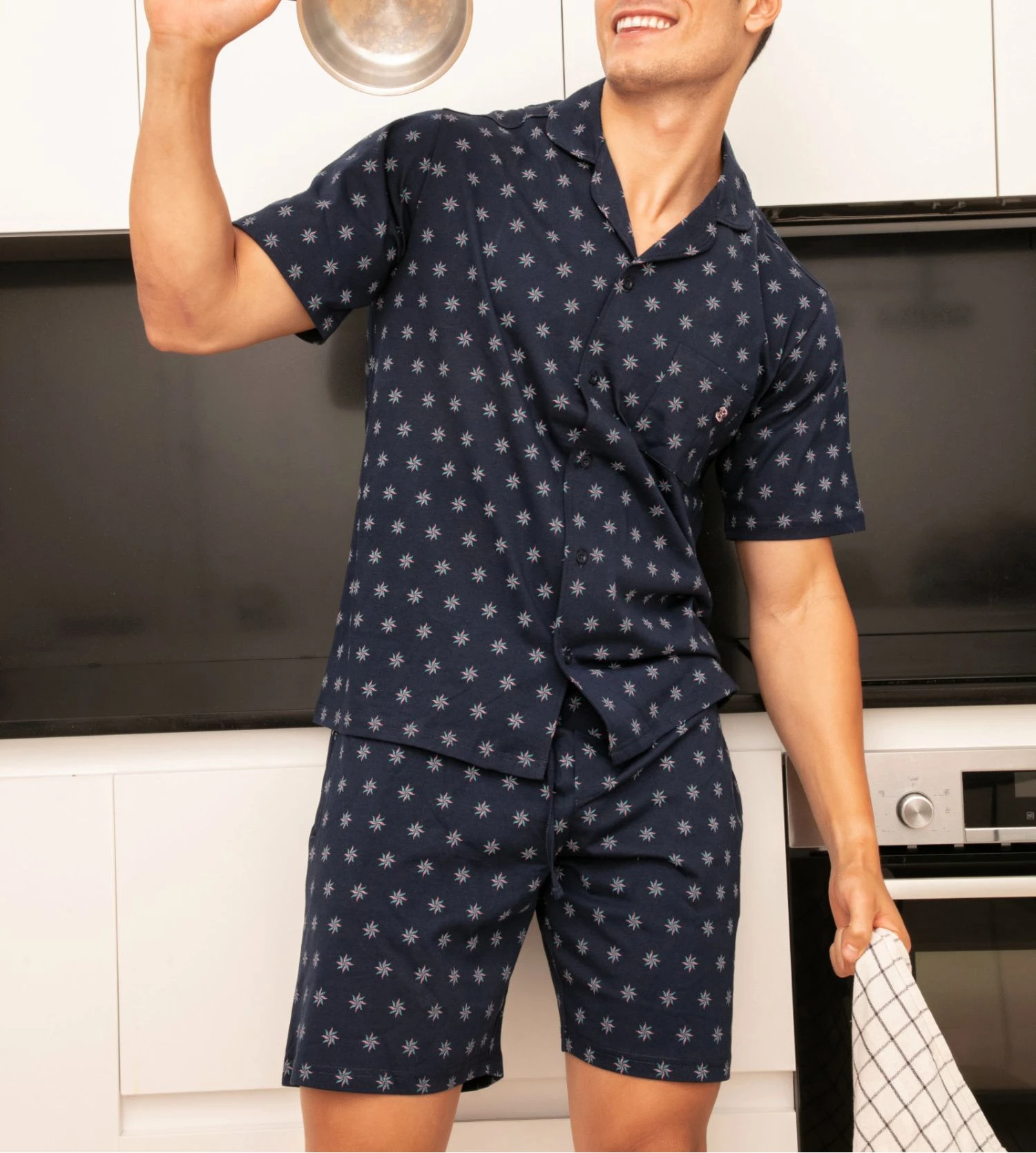 Hom Pyjama Court Indio Imprimé Bleu Marine 3 Hom Pyjama Court Indio Imprimé Bleu Marine