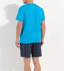 Hom Pyjama Court California Bleu Marine et Imprimé Géométrique – Ensemble Nuit 100% Coton -Lingerie Sipp pyjama court imprime california multicolore 3