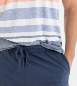 Pyjama Court Homme Massana à Rayures Bleu - Ensemble T-shirt Col V et Short en Coton -Lingerie Sipp pyjama court raye bleu 2