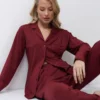 Pyjama Chemise Bordeaux En Modal Pour Femme 1 Pyjama Chemise Bordeaux En Modal Pour Femme -Lingerie Sipp pyjama doux bordeaux