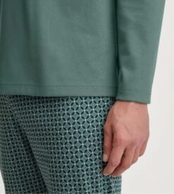 Pyjama Homme Calida Relax Comfy Vert Sauge et Pantalon Dark Glen – 100% Coton Premium -Lingerie Sipp pyjama droit dark glen 2