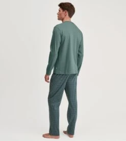 Pyjama Homme Calida Relax Comfy Vert Sauge et Pantalon Dark Glen – 100% Coton Premium -Lingerie Sipp pyjama droit dark glen 3