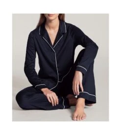 Calida Pyjama Femme à Boutons Night Lovers DARK LAPIS BLUE