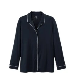 Calida Dark Lapis Blue avec Passepoil Blanc – Night Lovers Pyjama Boutonné Coton Supima -Lingerie Sipp pyjama femme a boutons night lovers 339 dark lapis blue 3