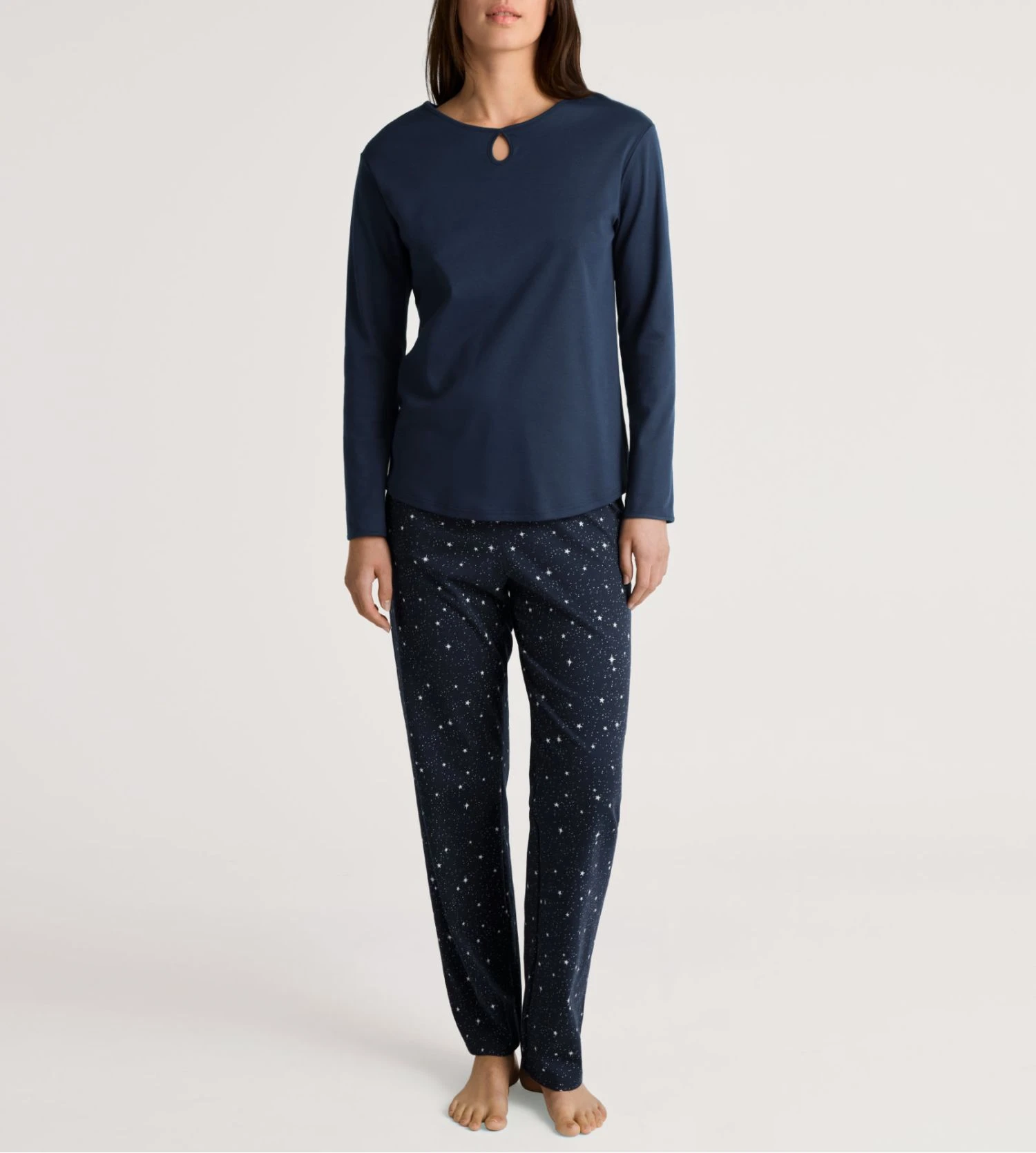 Calida Pyjama Femme En Coton Bleu Imprimé étoiles Sweet Dreams Peacoat Blue 3 Calida Pyjama Femme En Coton Bleu Imprimé étoiles Sweet Dreams Peacoat Blue