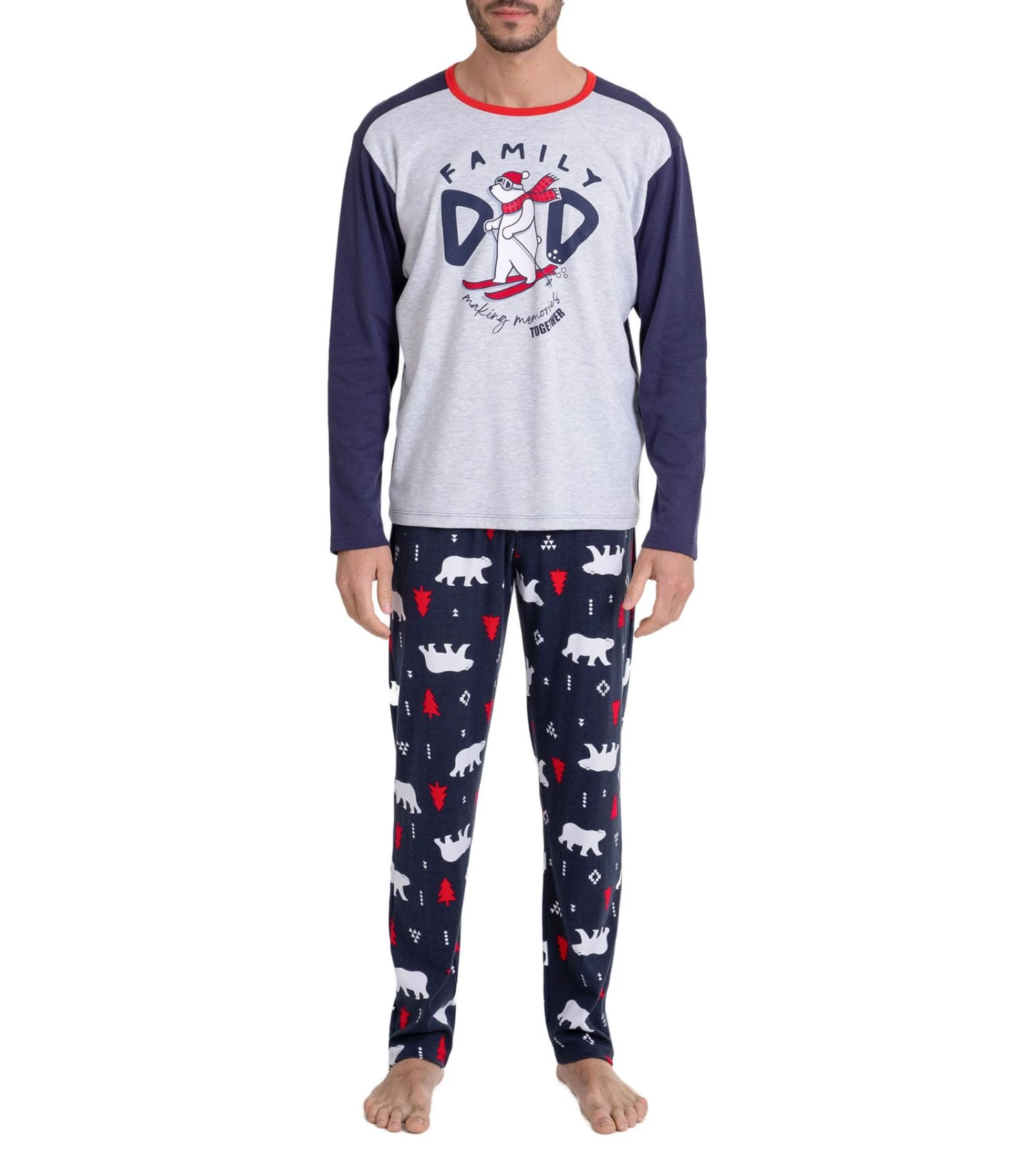 Massana Bleu avec Pantalon à Motifs – Pyjama de Noël Manches Longues Slim Fit 4 Massana Bleu avec Pantalon à Motifs – Pyjama de Noël Manches Longues Slim Fit – Image 2