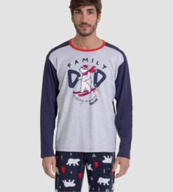 Pyjama Homme Manches Longues Noël Bleu