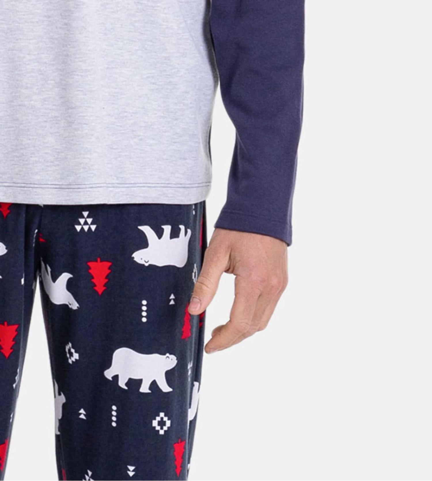 Massana Bleu avec Pantalon à Motifs – Pyjama de Noël Manches Longues Slim Fit 6 Massana Bleu avec Pantalon à Motifs – Pyjama de Noël Manches Longues Slim Fit – Image 4