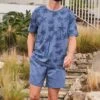 Pyjama Motif Palmiers Bleu Pour Homme -Lingerie Sipp pyjama homme 158 bleu