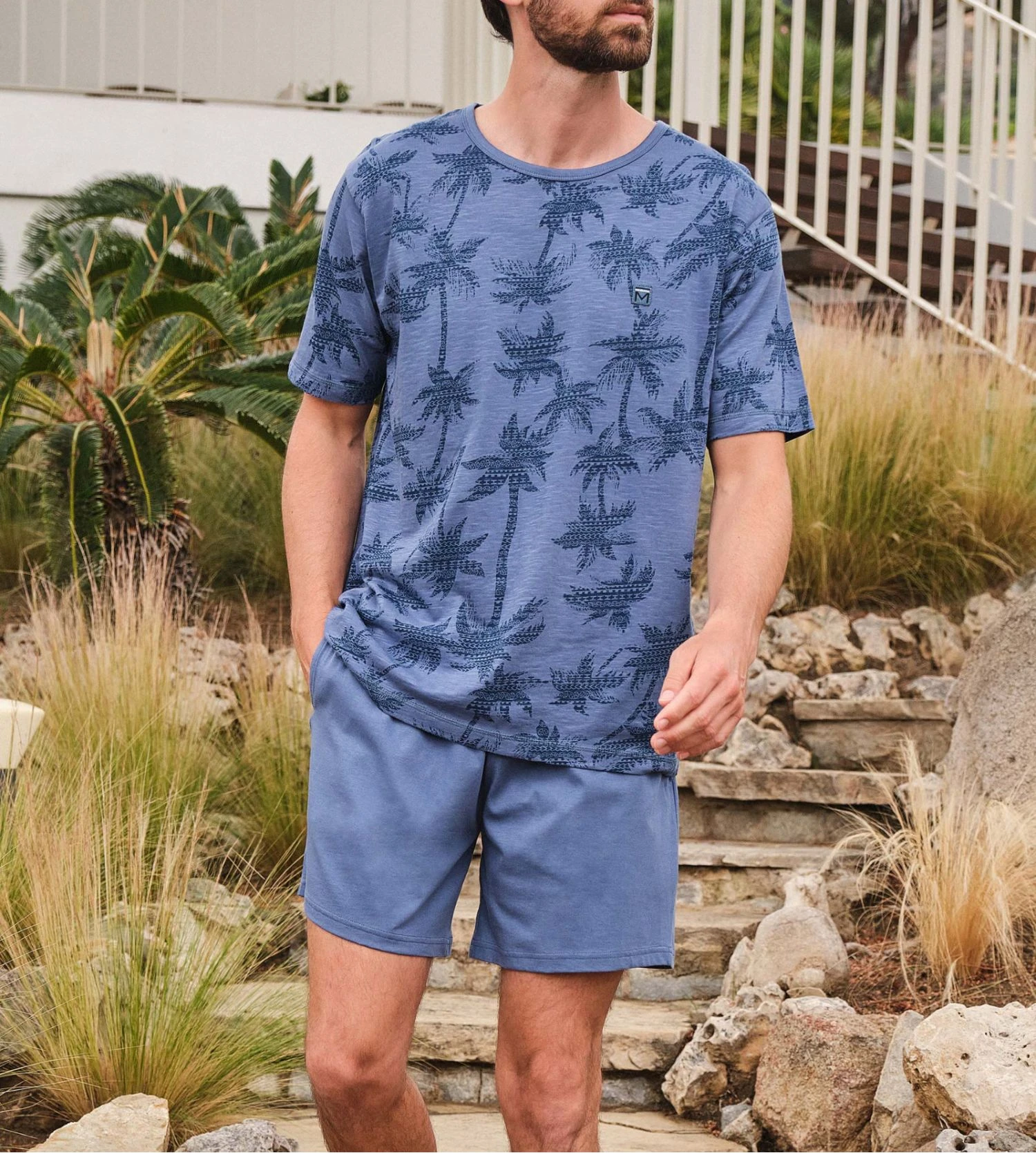 Pyjama Motif Palmiers Bleu Pour Homme 3 Pyjama Motif Palmiers Bleu Pour Homme