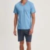 Calida Pyjama Col V En Coton Doux Pour Homme Relax Streamline Glacier Lake -Lingerie Sipp pyjama homme col v glacier lake