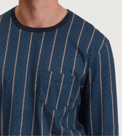 Calida Pyjama Homme Bleu à Rayures Verticales Relax Imprint Insignia Blue -Lingerie Sipp pyjama homme coton bio bleu 5