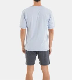 Massana Pyjama Court Homme Bleu Clair et Gris – Imprimé Nouvelle Zélande en Coton et Modal -Lingerie Sipp pyjama homme court bleu gris 3