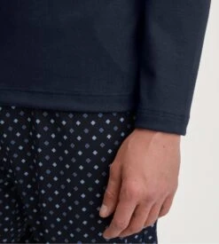 Calida Pyjama Foncé Homme Col En V 100% Coton Avec Pantalon Imprimé Relax Streamline Saphir Blue -Lingerie Sipp pyjama homme hiver saphir blue 2
