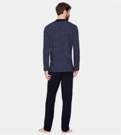 Pyjama Long Eden Park Marine à Motif Floral – Ensemble Homme Coton avec Col V -Lingerie Sipp pyjama homme interlock nb039 marine eden park 4