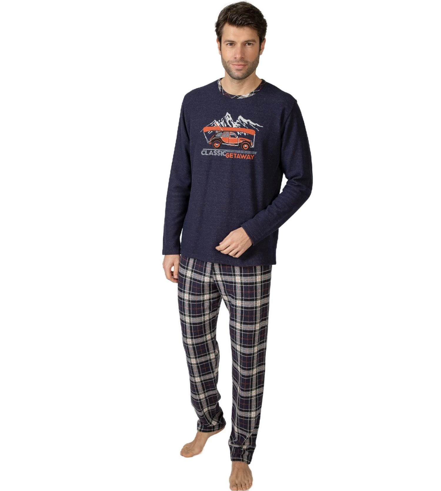 Pyjama Polaire Bleu Marine Pantalon à Carreaux Et Imprimé Voiture 4 Pyjama Polaire Bleu Marine Pantalon à Carreaux Et Imprimé Voiture – Image 2