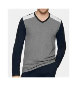 Pyjama Long Homme Eden Park en Coton Marine – Ensemble Nuit avec Broderie Nœud Papillon -Lingerie Sipp pyjama long en coton tricolore nb039 marine 3