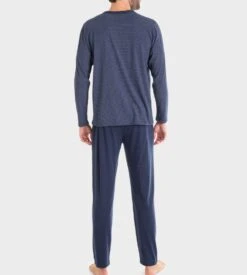 Pyjama Long Homme Boutonné Bleu Chine – Ensemble Nuit & Homewear Confortable -Lingerie Sipp pyjama long homme boutonne x52 bleu chine 2