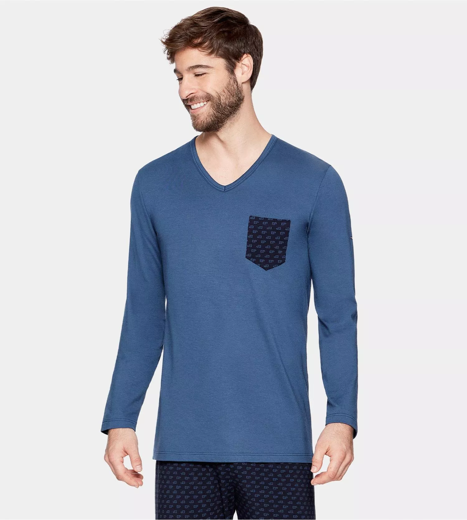 Pyjama Long Pour Homme Bleu Et Marine EDEN PARK 3 Pyjama Long Pour Homme Bleu Et Marine EDEN PARK