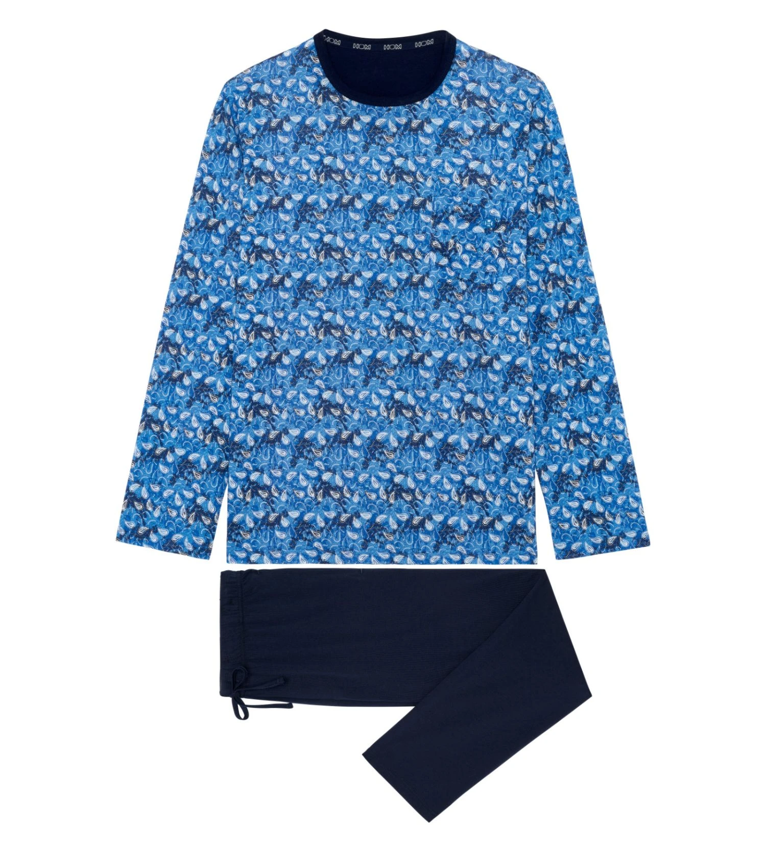 Hom Pyjama Long Vibe Imprimé Graphique Bleu – Ensemble de Nuit 100% Coton 4 Hom Pyjama Long Vibe Imprimé Graphique Bleu – Ensemble de Nuit 100% Coton – Image 2