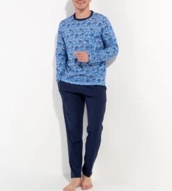 Hom Pyjama Long Vibe Imprimé Bleu