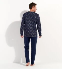 Pyjama Long Homme HOM Mandala Bleu Marine – Ensemble Coton & Modal Col V -Lingerie Sipp pyjama long mandala bleu marine 4