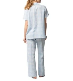 Egatex Pyjama Femme en Coton Bleu à Carreaux – Ensemble de Nuit Confortable et Respirant 8 Egatex Pyjama Femme en Coton Bleu à Carreaux – Ensemble de Nuit Confortable et Respirant -Lingerie Sipp pyjama manches courtes en coton bleu ciel 2