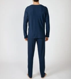 Pyjama Homme Massana Bleu Marine en Pilou Polaire à Motifs Losanges – Ensemble Hiver Élégant -Lingerie Sipp pyjama polaire bleu marine 3