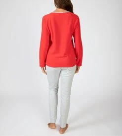Ensemble De Pyjama Polaire Doux Pour Femme Rouge/Gris Imprimé Love -Lingerie Sipp pyjama polaire rouge femme 3