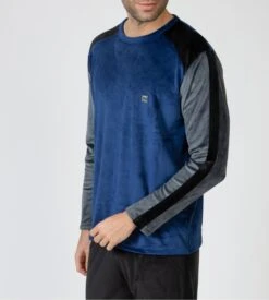 Pyjama Doux En Velours Pour Homme Bleu/Gris 8 Pyjama Doux En Velours Pour Homme Bleu/Gris -Lingerie Sipp pyjama ressere velours bleu fonce 2