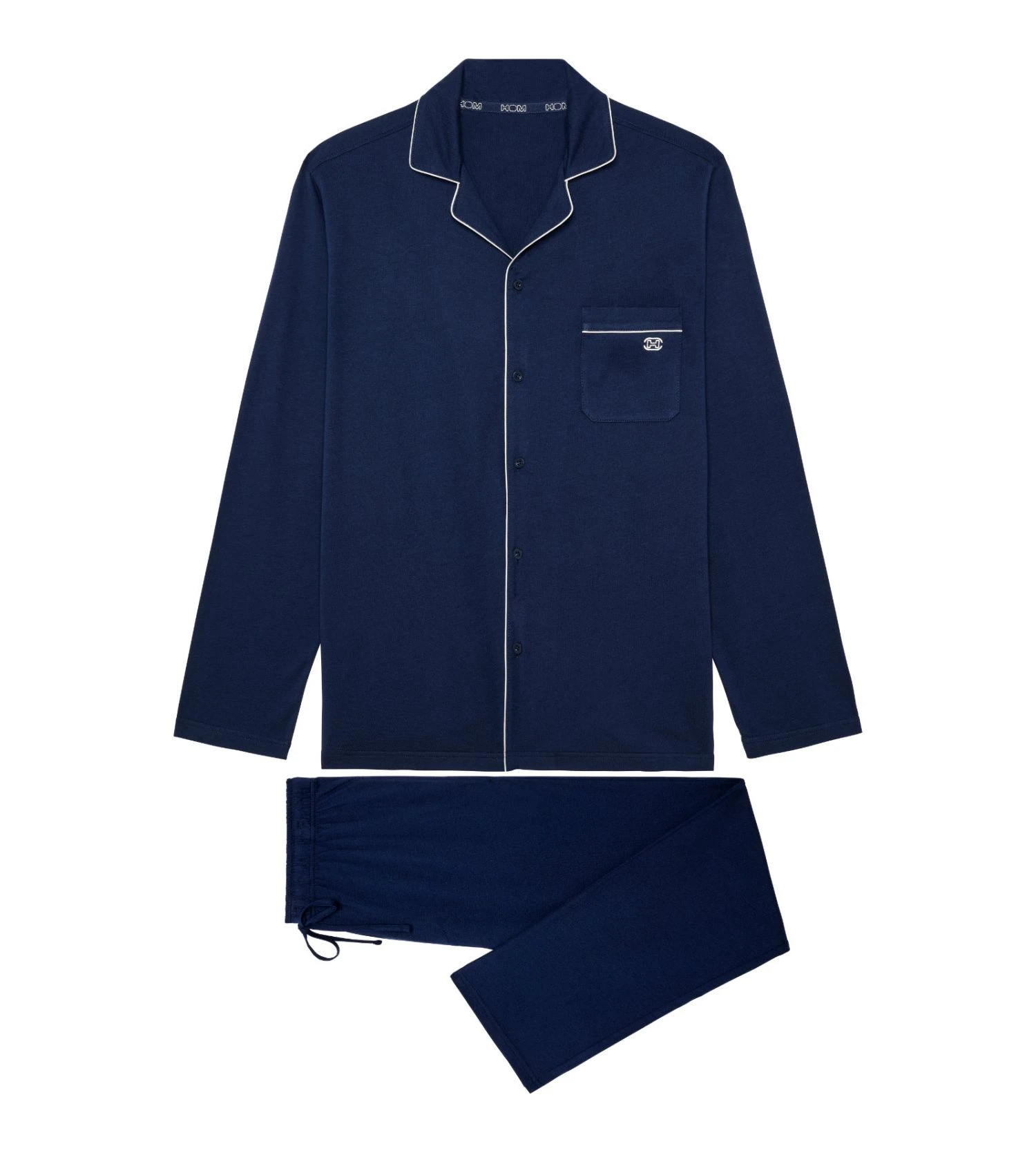 Hom Rafael Pyjama Long en Coton et Modal - Chemise Boutonnée Bleu Marine Homme 4 Hom Rafael Pyjama Long en Coton et Modal - Chemise Boutonnée Bleu Marine Homme – Image 2
