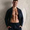 Hom Rafael Pyjama Long en Coton et Modal - Chemise Boutonnée Bleu Marine Homme -Lingerie Sipp rafael pyj entbout uni 00ra navy