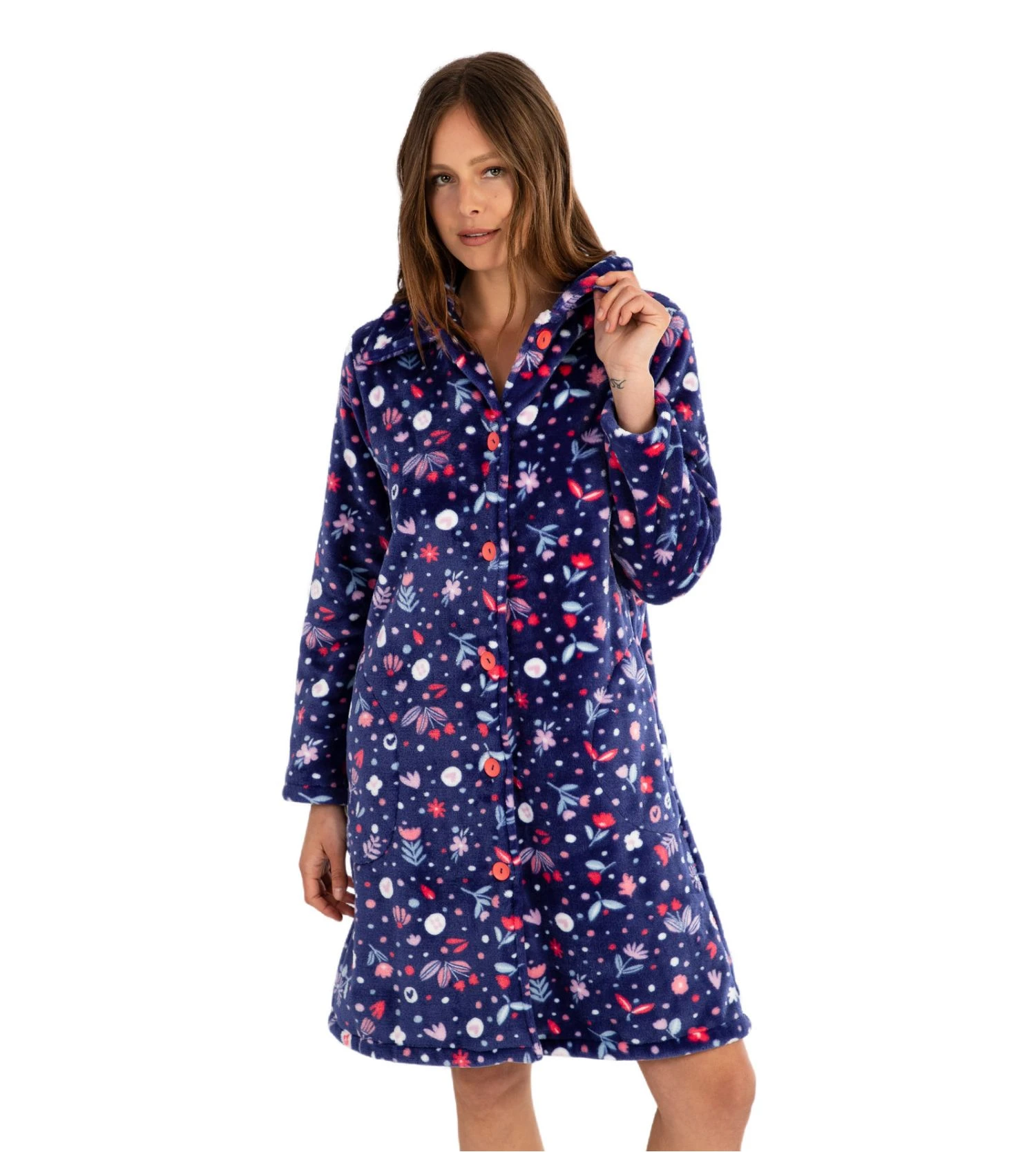 Massana Robe de Chambre Longue en Pilou Bleu – Peignoir Polaire Femme Boutonné 4 Massana Robe de Chambre Longue en Pilou Bleu – Peignoir Polaire Femme Boutonné – Image 2