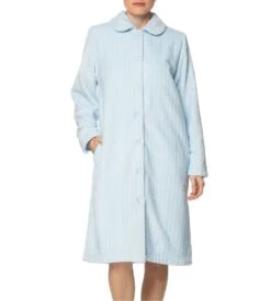 Robe De Chambre Pilou Boutonnée Bleu Ciel