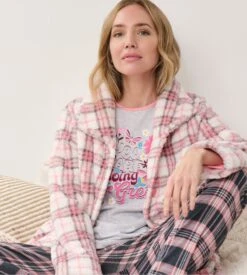 Robe De Chambre Boutonnée Pilou Rose -Lingerie Sipp rdc boutpilou rose 2