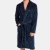 Robe De Chambre Homme En Pilou Uni Bleu Encre -Lingerie Sipp rdc h col chale pilou uni k11 encre multicolore