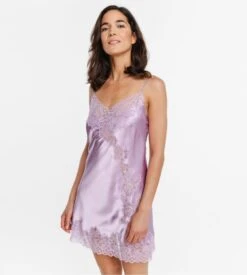 Nuisette Grande Taille En Satin Et Dentelle Rio Lila -Lingerie Sipp rio nuis bf satin dent lilac 355 11