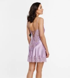 Nuisette Grande Taille En Satin Et Dentelle Rio Lila -Lingerie Sipp rio nuis bf satin dent lilac 355 8